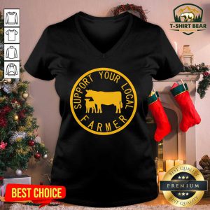 Support Your Local Farmer V-neck - Design by T-shirtbear.com