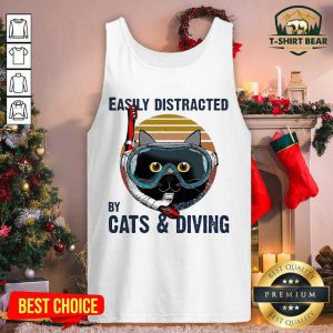 Premium Easily Distracted By Cats And Diving Vintage Tank Top - Design by T-shirtbear.com
