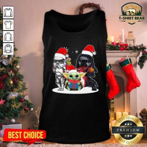 Baby Yoda And Darth Vader Stormtrooper Merry Christmas Tank Top - Design by T-shirtbear.com