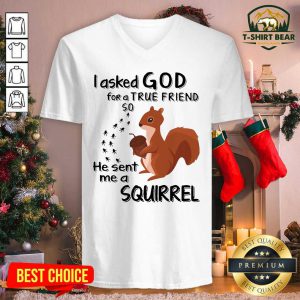 I Asked God For A True Friend So He Sent Me A Squirrel V-neck - Design by T-shirtbear.com