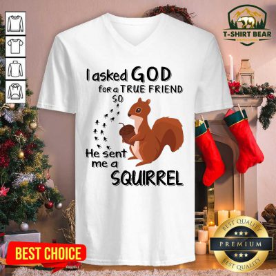I Asked God For A True Friend So He Sent Me A Squirrel V-neck - Design by T-shirtbear.com I Asked God For A True Friend So He Sent Me A Squirrel V-neck - Design by T-shirtbear.com