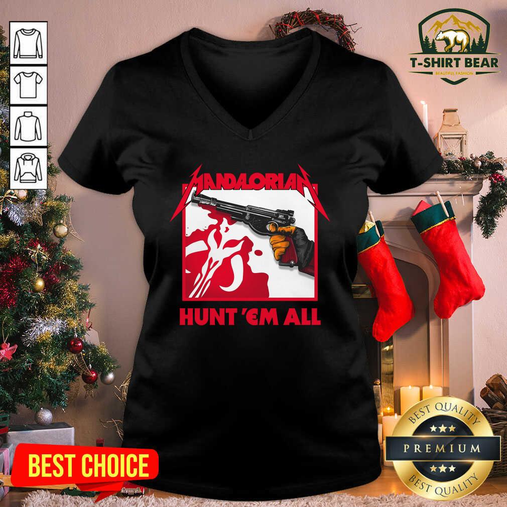 Hot Star Wars The Mandalorian Hunt Em All Shirt Star Wars The Mandalorian Hunt Em All V-neck - Design by T-shirtbear.com