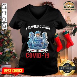 I Served During Covid 19 Three Doctor V-neck - Design by T-shirtbear.com