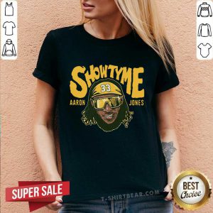 Apprehensive Green Bay Packers 11 Showtyme Aaron Jones V-neck - Design by T-shirtbear.com