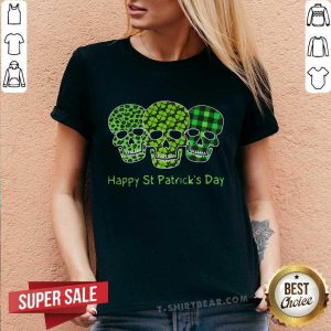 Bewildered Skulls Happy St Patricks Day 12 V-neck - Design by T-shirtbear.com
