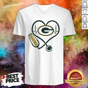 Depressed Stethoscope 10 Green Bay Packers V-neck - Design by T-shirtbear.com