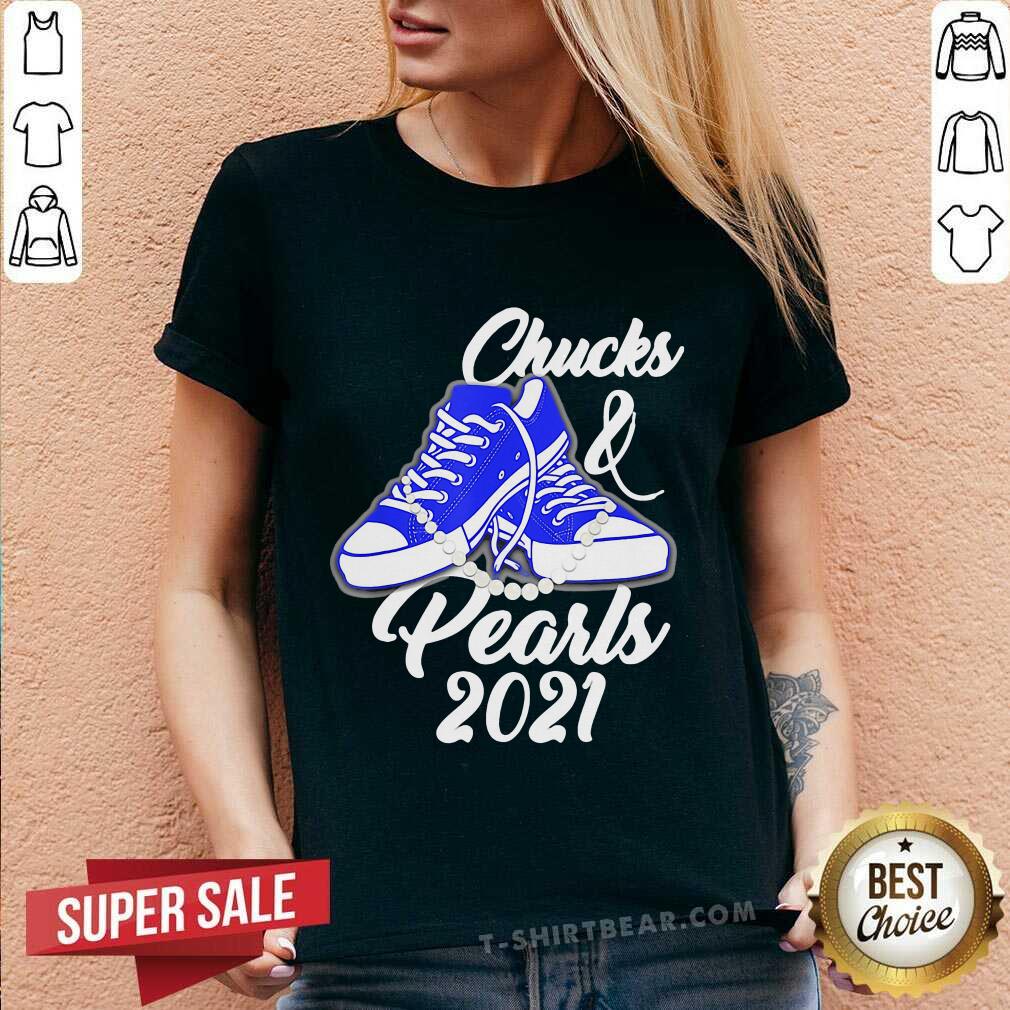 Envious Kamala Harris Vice President Chucks And Pearls Blue Converse 2021 V-neck Envious Kamala Harris Vice President Chucks And Pearls Blue Converse 2021 V-neck - Design by T-shirtbear.com