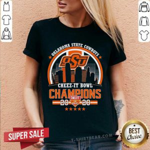 Oklahoma State Cowboys Cheez It Bowl Champions 2020 V-neck - Design by T-shirtbear.com