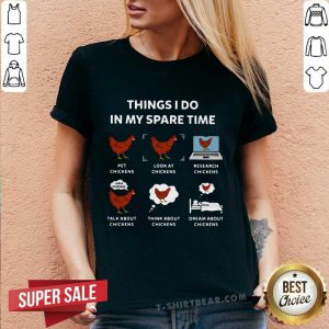Horrified Things I Do In My 9 Spare Time Pet Chickens V-neck - Design by T-shirtbear.com