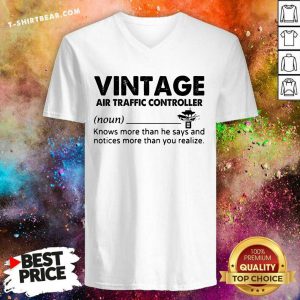 Vintage Air Traffic Controller V-neck - Design by T-shirtbear.com
