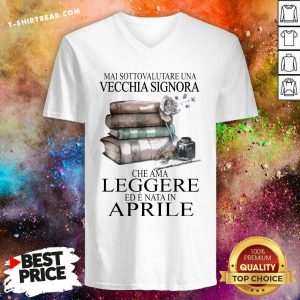Leggere Aprile 5 Book And Flower V-neck - Design by T-shirtbear.com