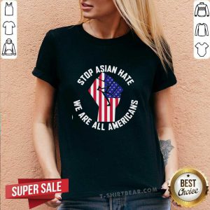 Nice Stop Asian Hate We Are All Americans V-neck - Design by T-shirtbeear.com