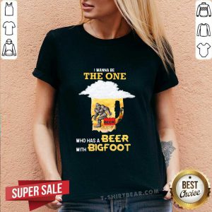 The Wanna Be The One Who Has A Beer With 2 Bigfoot V-neck - Design by T-shirtbear.com