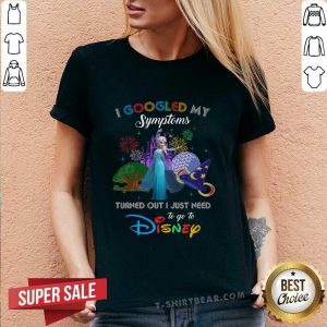Colorful I Googled My Symtoms Disney Elsa V-neck - Design by T-shirtbear.com