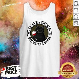 Good Black Cat I Love Cat And Wine And Maybe 3 People Tank Top - Design by T-shirtbear.com