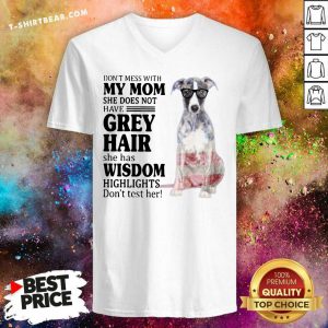 Hot Do Not Mess With My Mom She Has Wisdom Whippet V-neck - Design by T-shirtbear.com