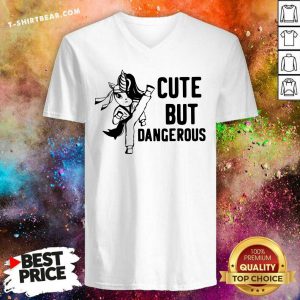 Lovely Cute But Dangerous Unicorn V-neck - Design by T-shirtbear.com