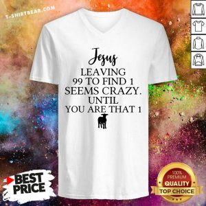 Nice Jesus Leaving 99 To Find 1 V-neck - Design by T-shirtbear.com