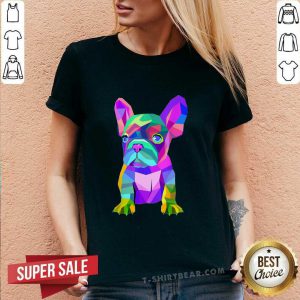 Pretty French Bulldog Colorful V-neck - Design by T-shirtbear.com