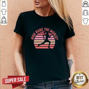 Pretty Girl Who Runs The World Retro V-neck - Design by T-shirtbear.com