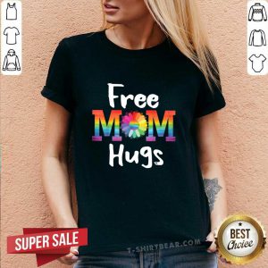 Pretty LGBT Free Mom Hugs V-neck - Design by T-shirtbear.com