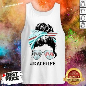 Auto Racing Life Messy Bun Girl Tank Top - Design by T-shirtbear.com
