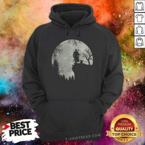 Baby Yoda And Mandalorian In Moon Hoodie - Design by T-shirtbear.com