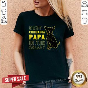 Chihuahua Best Papa In The Galaxy Cat V-neck - Design by T-shirtbear.com
