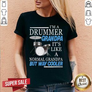Drummer Grandpa It Is Like A Normal Grandpa V-neck - Design by T-shirtbear.com