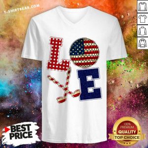 Golf Love American Flag V-neck - Design by T-shirtbear.com
