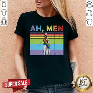 Jesus Ah Men Vintage V-neck - Design by T-shirtbear.com