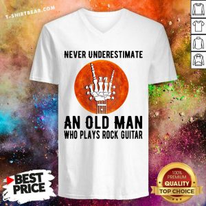 Never Underestimate An Old Man Who Plays Rock Guitar V-neck
