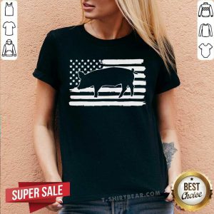 Pigs 4th Of July US America V-neck - Design by T-shirtbear.com