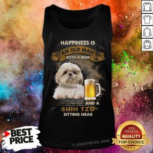 Shih Tzu Sitting Near Old Man Tank Top - Design by T-shirtbear.com