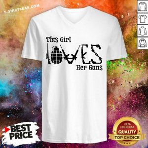 This Girl Loves Her Gun V-neck - Design by T-shirtbear.com
