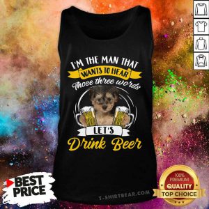 Three Words Yorkipoo Lets Drink Beer Tank Top - Design by T-shirtbear.com