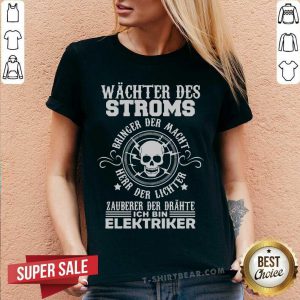 Wachter Des Stroms Skull Elektriker V-neck- Design by T-shirtbear.com