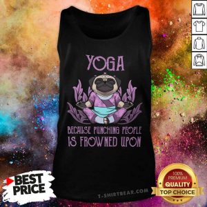 Yoga Because Punching People Is Frowned Upon Bulldog Tank Top - Design by T-shirtbear.com