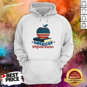 Apple Book American 1st Grade Teacher American Flag Hoodie - Design by T-shirtbear.com