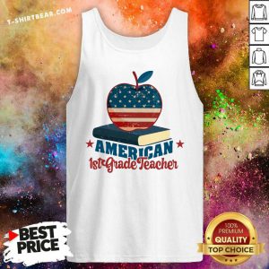 Apple Book American 1st Grade Teacher American Flag Tank Top - Design by T-shirtbear.com