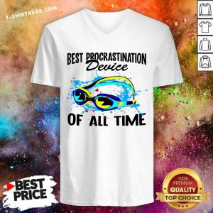 Best Procrastination Device Of All Time V-neck - Design by T-shirtbear.com