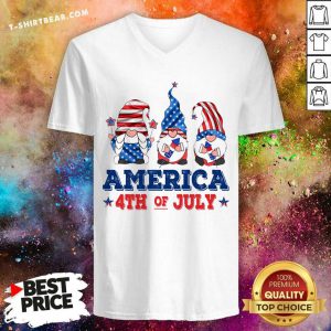 Gnome America 4th Of July V-neck - Design by T-shirtbear.com
