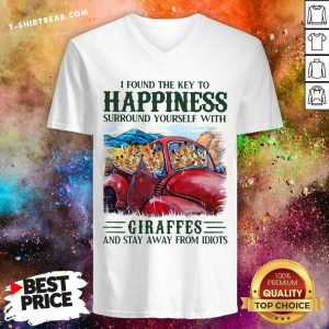 Key To Happiness Surround Yourself With Giraffes V-neck - Design by T-shirtbear.com
