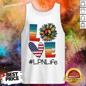 Love LPN Life Vintage Amerricans Flag Sunflower Tank Top - Design by T-shirtbear.com