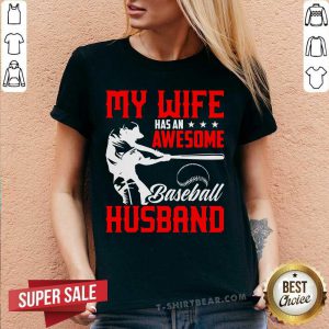 My Wife Has An Awesome Baseball Husband V-neck - Design by T-shirtbear.com