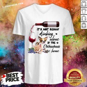 Not Really Drinking Alone Chihuahua V-neck - Design by T-shirtbear.com