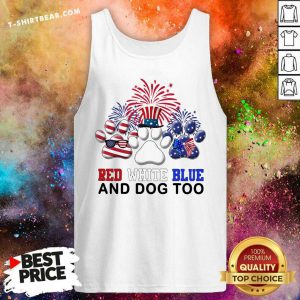 Red White Blue And Dog Too Paw American Flag Tank Top - Design by T-shirtbear.com