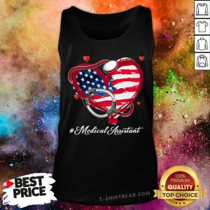 Stethoscope American Flag Heart Medical Assistant Tank Top - Design by T-shirtbear.com