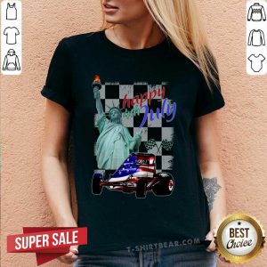 Wingless Sprint Car Happy 4th Of July Racing V-neck - Design by T-shirtbear.com