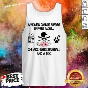 Woman Also Needs Baseball And A Dog Not Wine Tank Top - Design by T-shirtbear.com